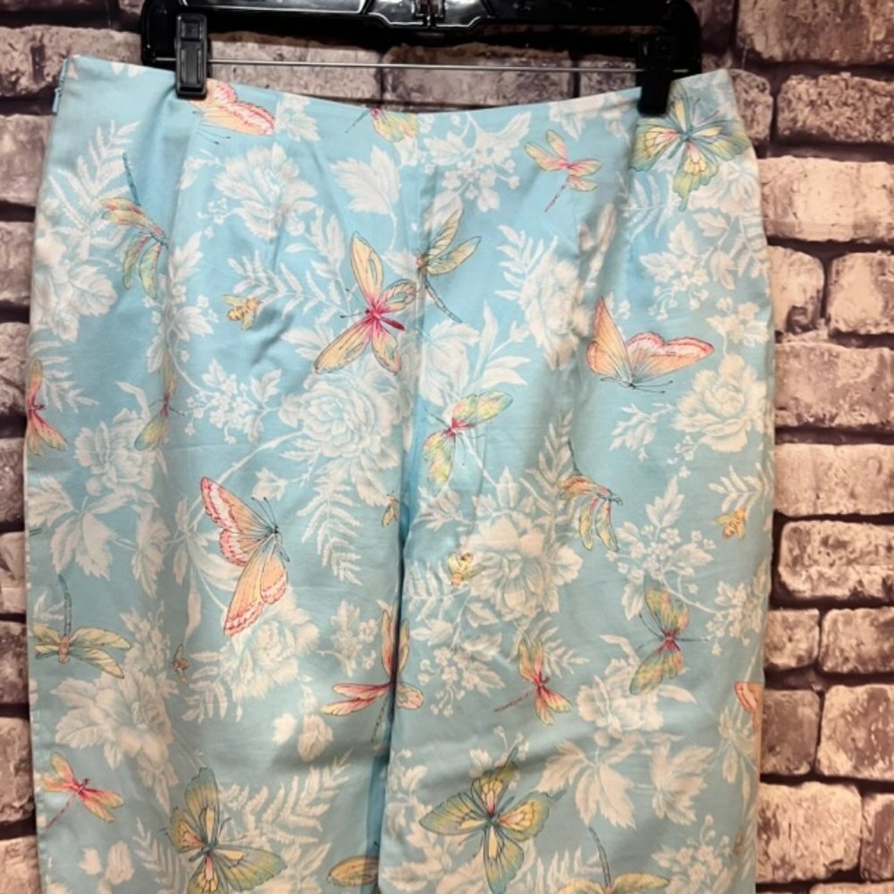 Talbots Blue, White & Yellow Crop Pants Size 16 Petite - Picture 6 of 9